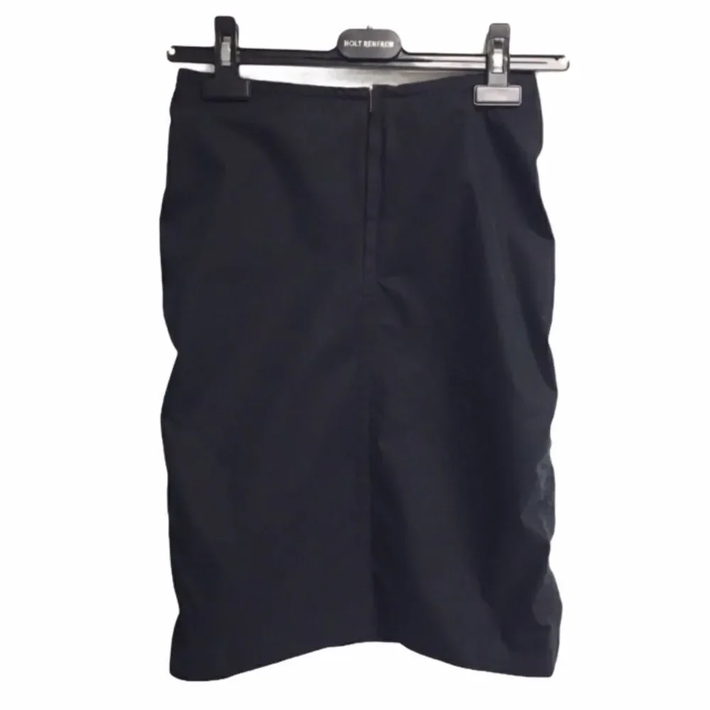 CLUB MONACO Black Lightweight Knee Length Pencil Skirt Side Ruching 0